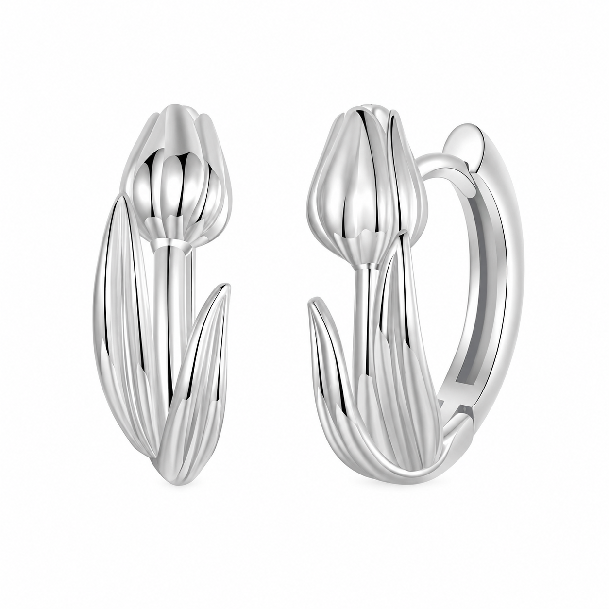 Floral Platinum Earrings