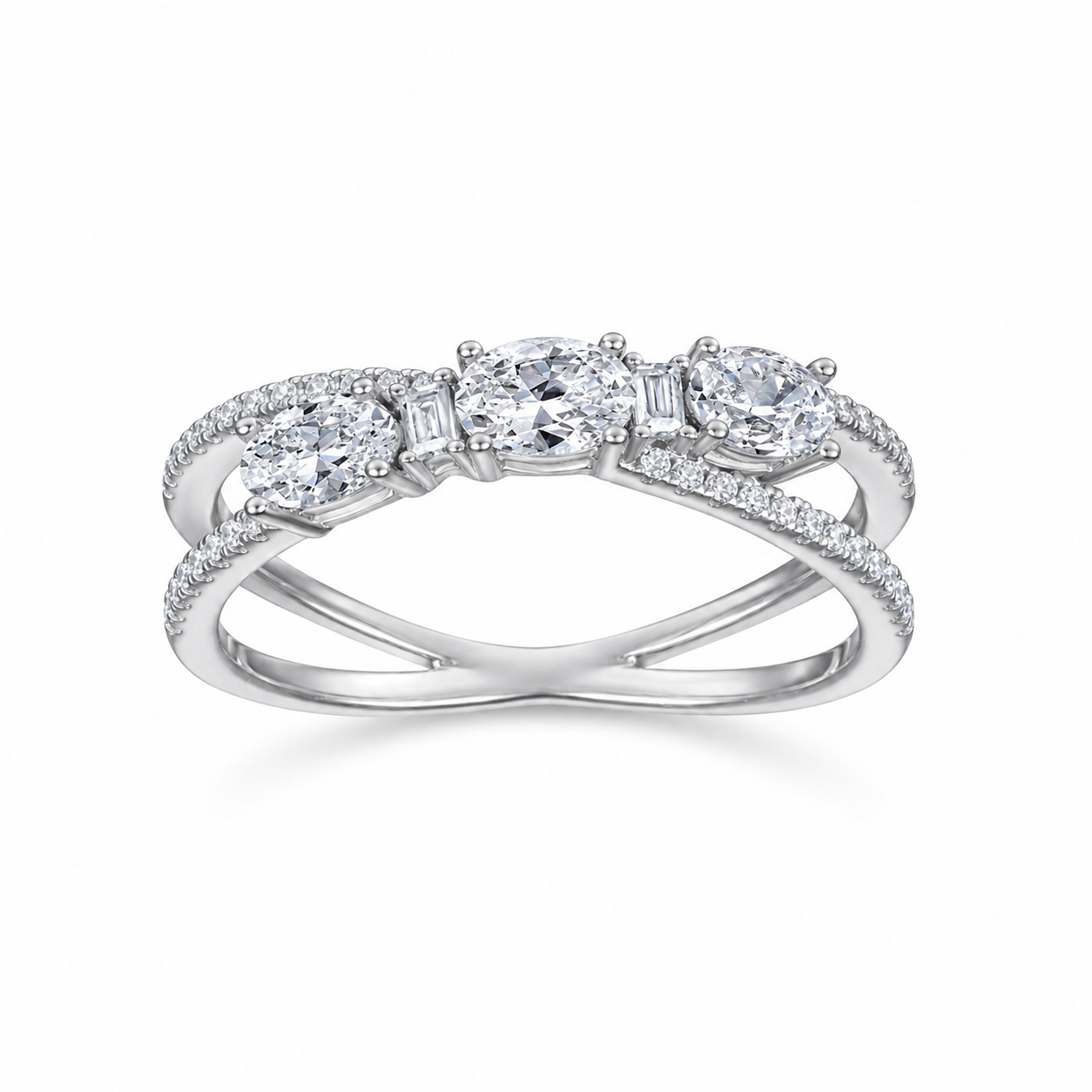 Rotary Cross Zircon Ring