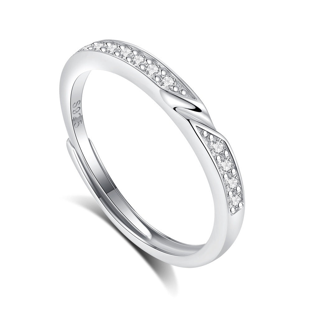 925 Sterling Silver Adjustable Couple Ring